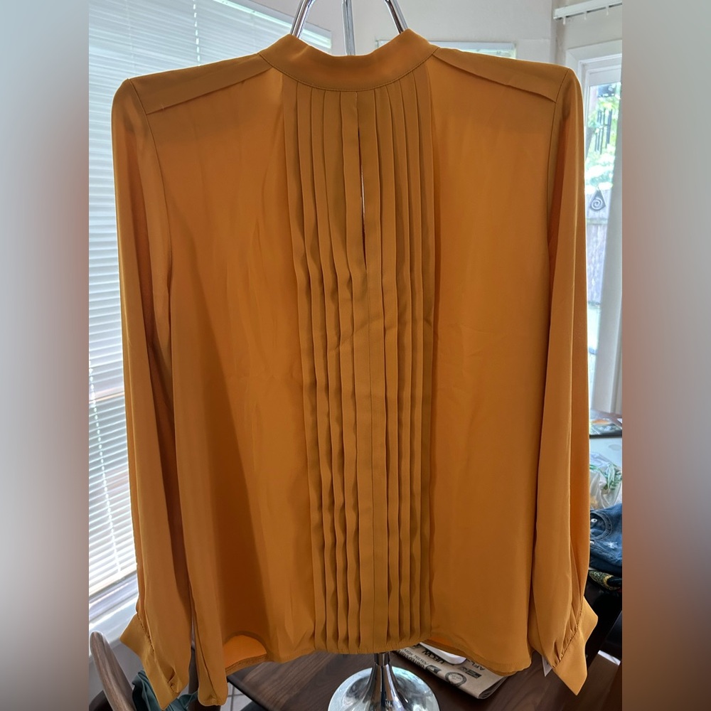 Ann Taylor NWT Mustard Dress Shirt with Pleated Front